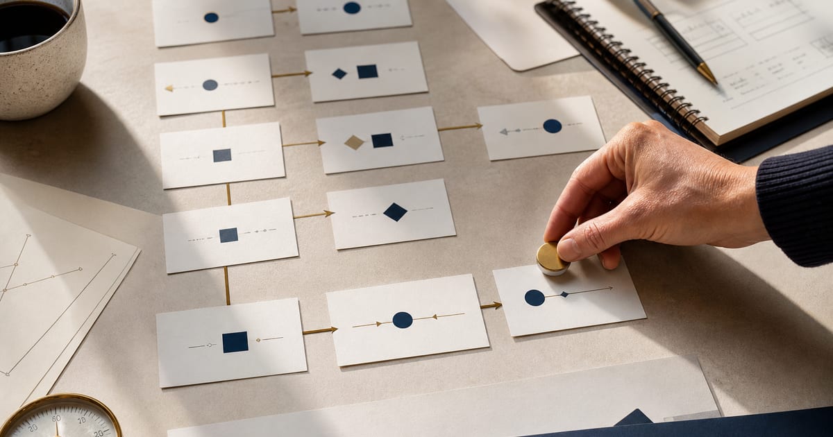 Des fiches de processus métier sont évaluées à la main afin de choisir un premier processus sûr à automatiser